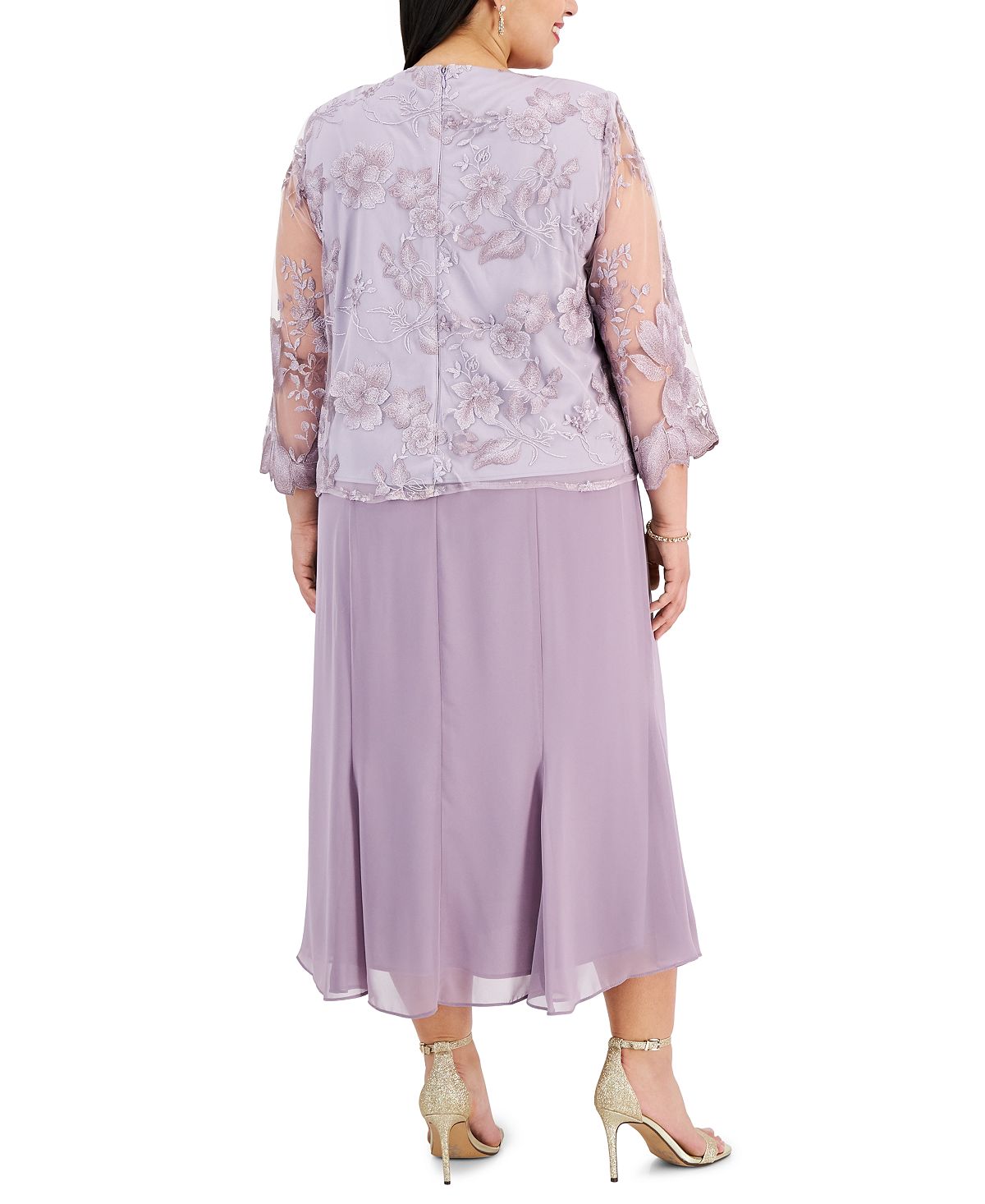 Vestido feminino Alex Evenings com corte A e jaqueta simulada de renda, roxo, tamanho 16W