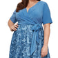 Vestido feminino Alex Evenings de comprimento médio em jersey e renda roseta, tamanho 16W, azul