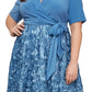 Vestido feminino Alex Evenings de comprimento médio em jersey e renda roseta, tamanho 18W, azul