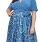 Vestido feminino Alex Evenings de comprimento médio, em jersey e renda roseta, tamanho 22W, azul