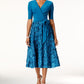 Vestido midi feminino Alex Evenings, azul, tamanho 18, com estampa de mídia mista