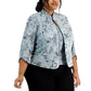 Conjunto de jaqueta e blusa com gola mandarim feminino Alex Evenings, verde, tamanho 2X