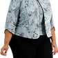 Conjunto de jaqueta e blusa com gola mandarim feminino Alex Evenings, verde, tamanho 2X