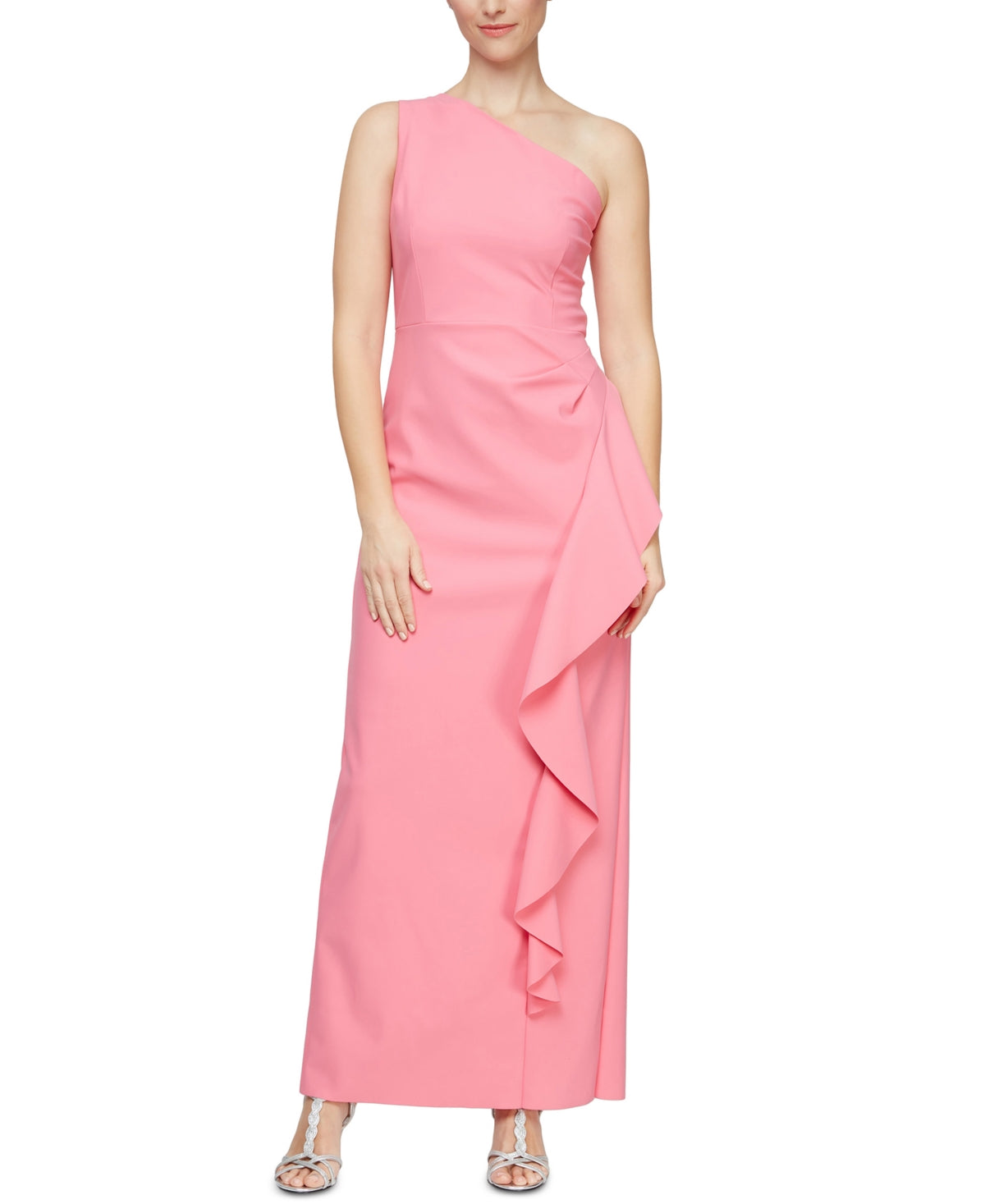 Vestido feminino Alex &amp; Eve com babados e um ombro só, rosa, tamanho 16
