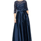 Vestido de baile feminino Alex Evenings, corte A, cintura império, azul, tamanho 4