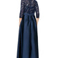 Vestido de baile feminino Alex Evenings, corte A, cintura império, azul, tamanho 4