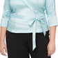 Blusa feminina Alex Evenings com gola alta e manga curta, tamanho 2X