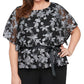Blusa feminina floral burnout Alex Evenings, preta, tamanho 1X