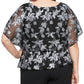 Blusa feminina floral burnout Alex Evenings, preta, tamanho 1X