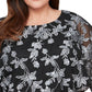 Blusa feminina floral burnout Alex Evenings, preta, tamanho 1X