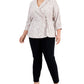 Blusa feminina Alex Evenings com glitter e renda, branca, tamanho 1X