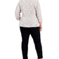 Blusa feminina Alex Evenings com glitter e renda, branca, tamanho 1X