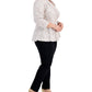 Blusa feminina Alex Evenings com glitter e renda, branca, tamanho 1X