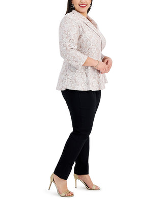 Blusa feminina Alex Evenings com glitter e renda, branca, tamanho 1X
