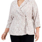 Blusa feminina Alex Evenings com glitter e renda, branca, tamanho 2X