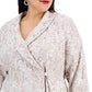 Blusa feminina Alex Evenings com glitter e renda, branca, tamanho 2X