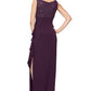 Vestido feminino bordado estilo império Alex Evenings com jaqueta roxa tamanho 16