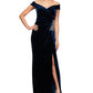Vestido de noite feminino Alex Evenings de veludo com ombros à mostra, azul, tamanho 18