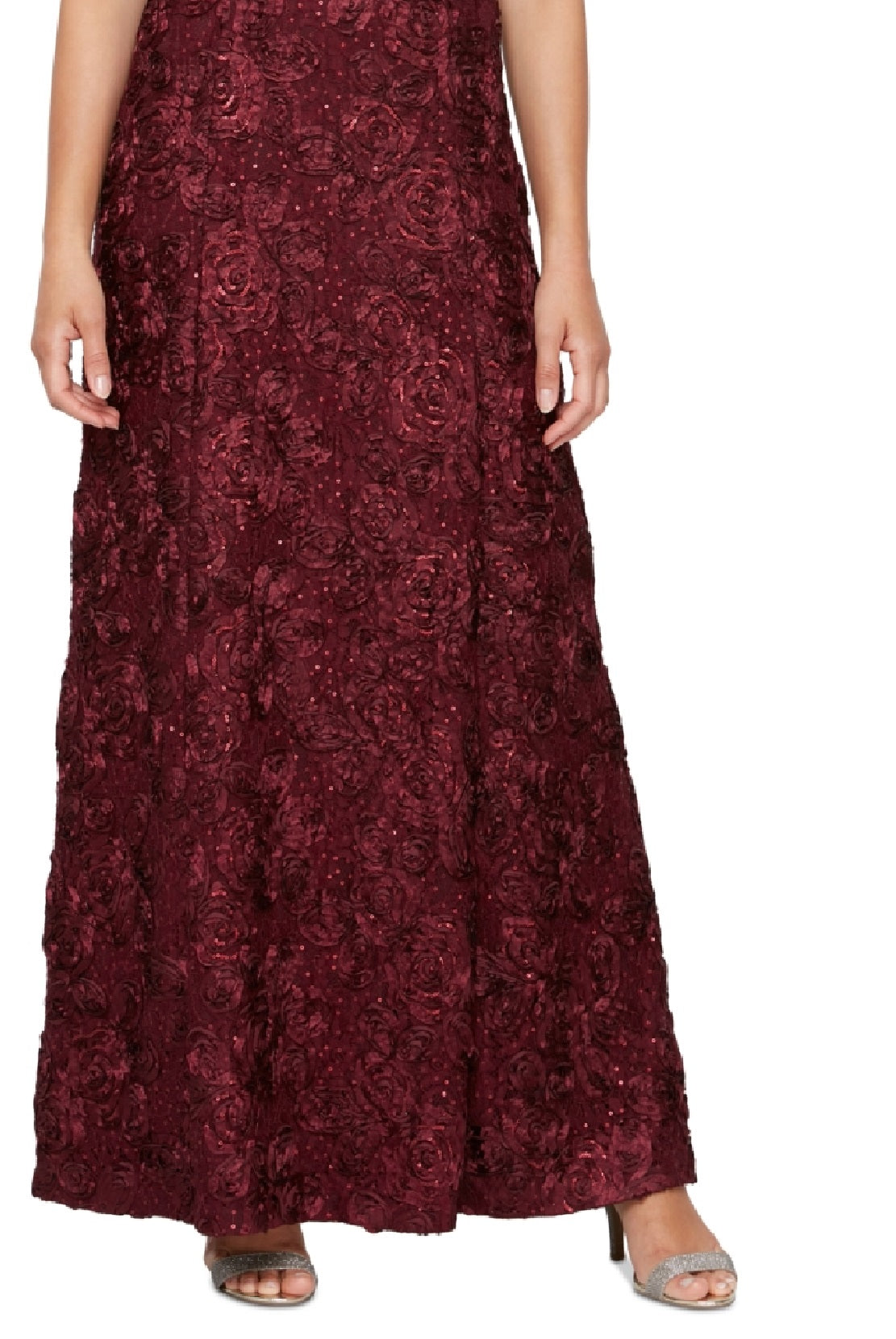Vestido de festa feminino Alex Evenings com renda roseta e corte A, roxo, tamanho 16, pequeno