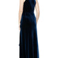 Vestido de festa feminino Alex Evenings com babados e acabamento em veludo e contas, tamanho médio, azul