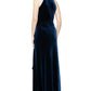 Vestido de festa feminino Alex Evenings, de veludo, com babados e detalhes em contas, azul, tamanho 12