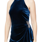 Vestido de festa feminino Alex Evenings, de veludo, com babados e detalhes em contas, azul, tamanho 12