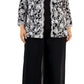 Alex Evenings Conjunto de blusa feminina bordada, preta, tamanho 1X