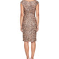 Vestido justo com decote em V e lantejoulas Alex Evenings para mulheres, rosa, tamanho pequeno 16