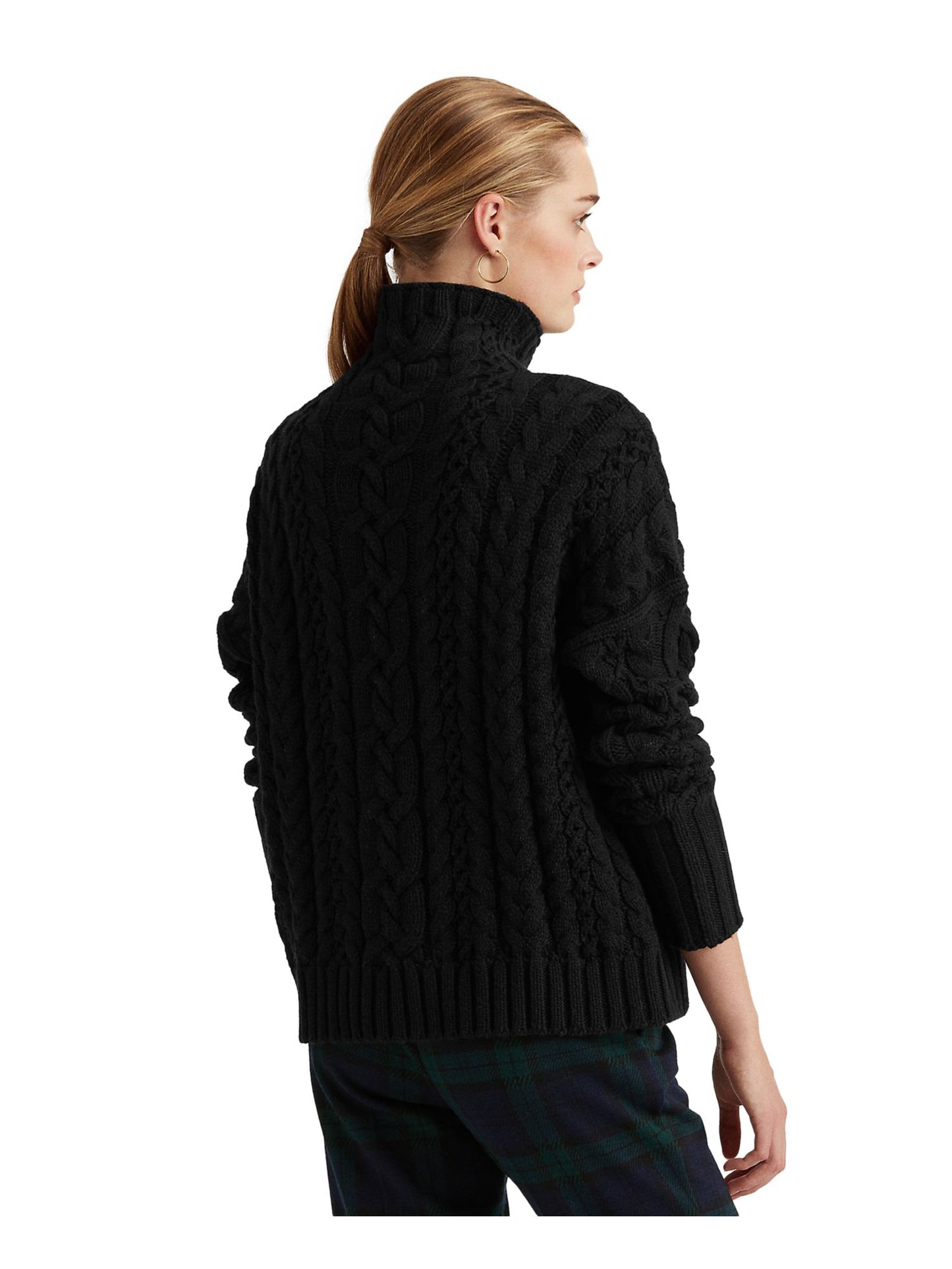 Suéter Ralph Lauren Feminino Manga Longa Gola Alta Preto Tamanho P