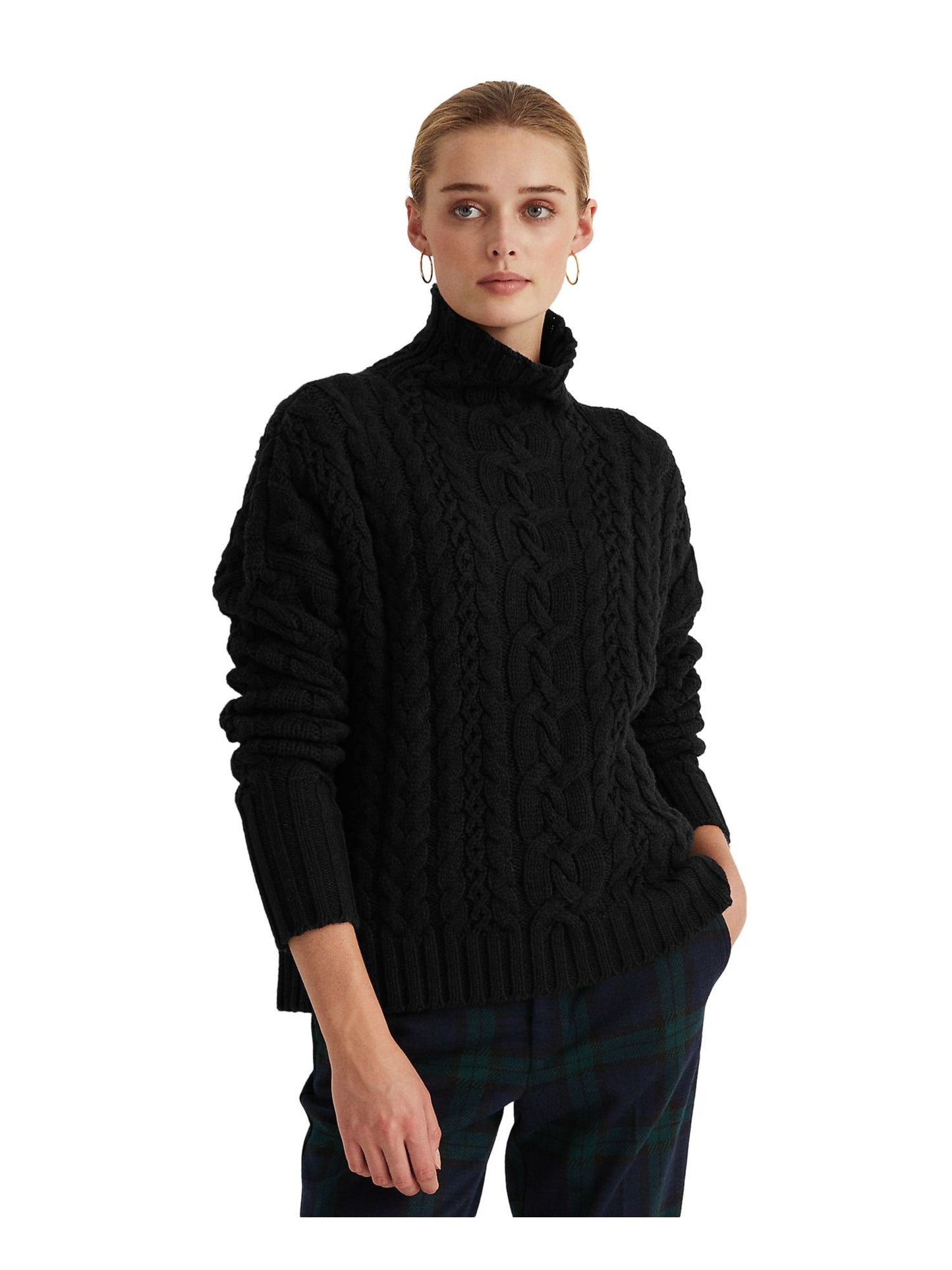 Suéter Ralph Lauren Feminino Manga Longa Gola Alta Preto Tamanho P
