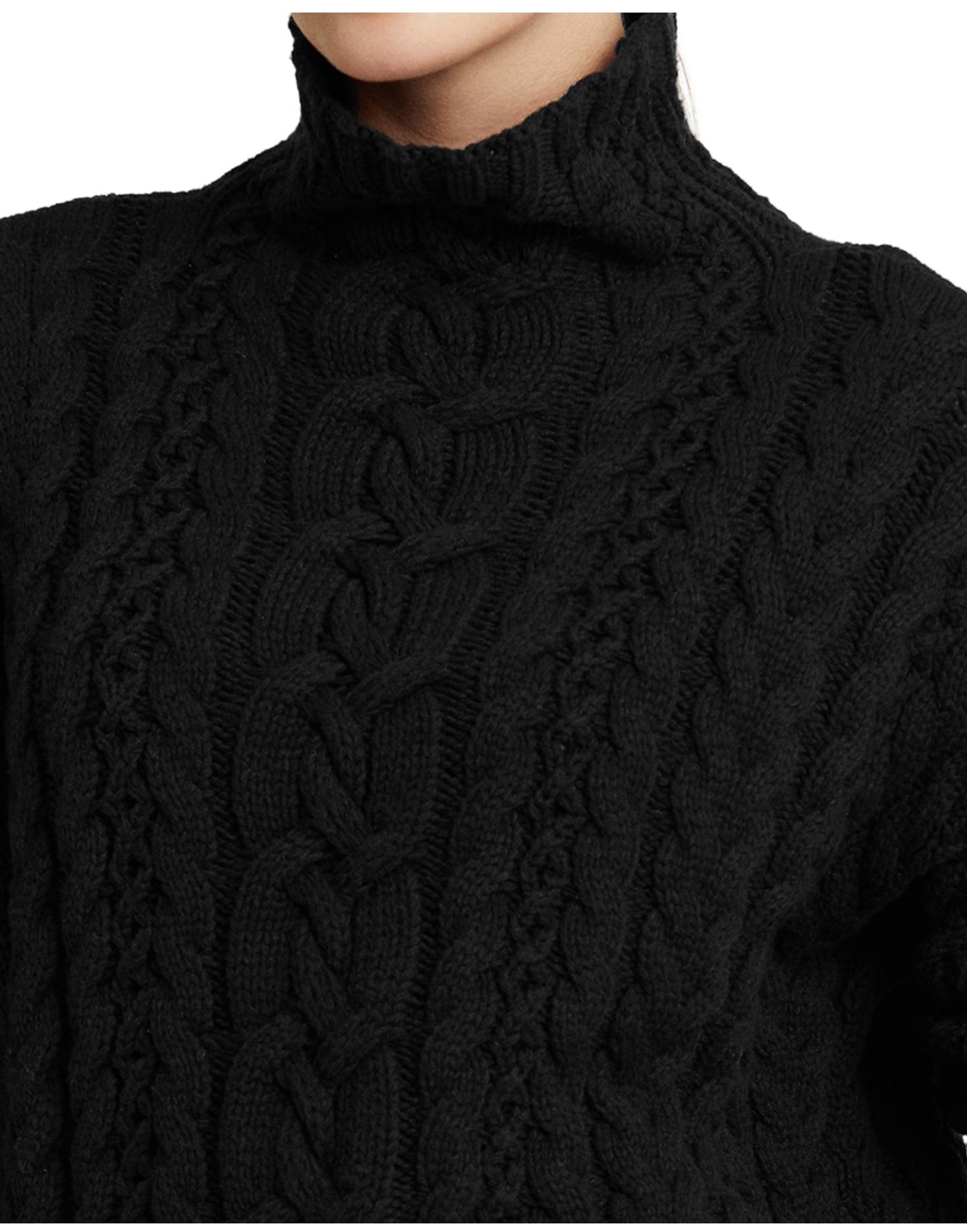 Suéter Ralph Lauren Feminino Manga Longa Gola Alta Preto Tamanho P