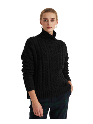 Suéter Ralph Lauren Feminino Manga Longa Gola Alta Preto Tamanho X-G