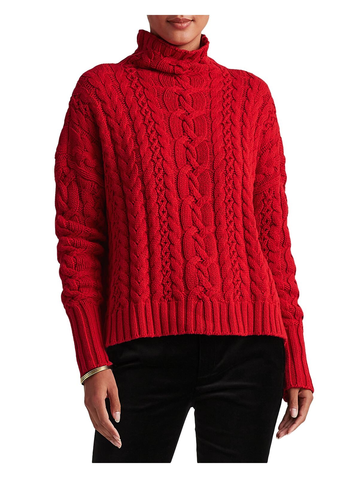 Suéter Ralph Lauren Feminino Manga Longa Gola Alta Vermelho Tamanho Grande