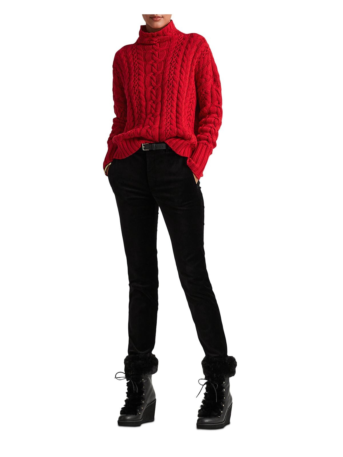 Suéter Ralph Lauren Feminino Manga Longa Gola Alta Vermelho Tamanho Grande