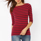 Blusa Ralph Lauren Feminina Listrada de Algodão Elástico Vermelha Tamanho Grande