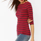 Blusa Ralph Lauren Feminina Listrada de Algodão Elástico Vermelha Tamanho Grande