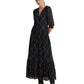 Vestido xadrez georgette feminino Ralph Lauren, preto, tamanho 8