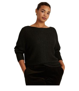 Suéter Ralph Lauren Feminino Manga Dolman Gola Canoa Preto Tamanho 1X