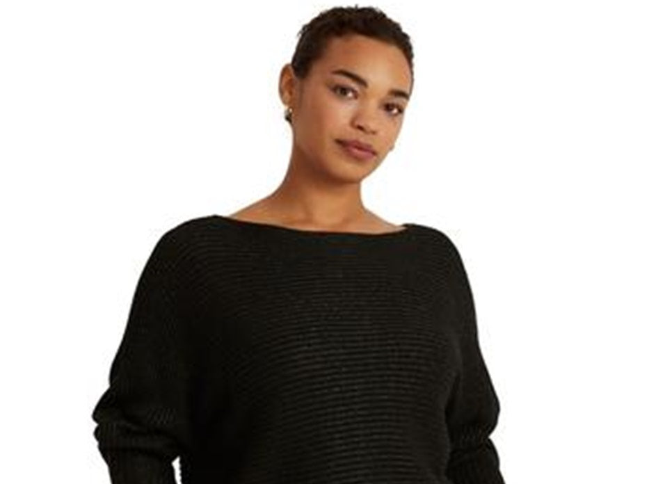 Suéter Ralph Lauren Feminino Manga Dolman Gola Canoa Preto Tamanho 1X