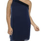 Vestido curto Ralph Lauren feminino de um ombro só para coquetel e festa, azul, tamanho 14