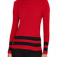 Suéter feminino Ralph Lauren listrado gola alta vermelho tamanho grande