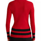 Suéter feminino Ralph Lauren listrado gola alta vermelho tamanho grande