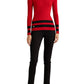 Suéter feminino Ralph Lauren listrado gola alta vermelho tamanho grande