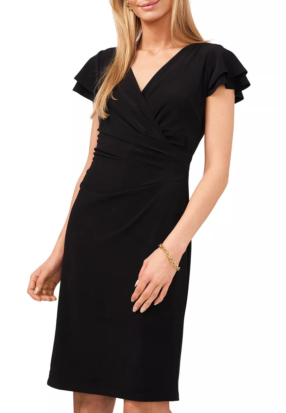 Vestido Ralph Lauren Feminino Manga Flutter Sobrepeliz Preto Tamanho 10