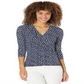 Blusa de malha estilo envelope floral Ralph Lauren feminina, azul, tamanho extragrande