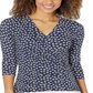 Blusa de malha estilo envelope floral Ralph Lauren feminina, azul, tamanho extragrande