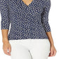 Blusa de malha estilo envelope floral Ralph Lauren feminina, azul, tamanho extragrande