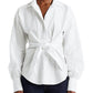 Camisa Ralph Lauren Feminina de Algodão com Amarração Frontal, Branca, Tamanho X-G