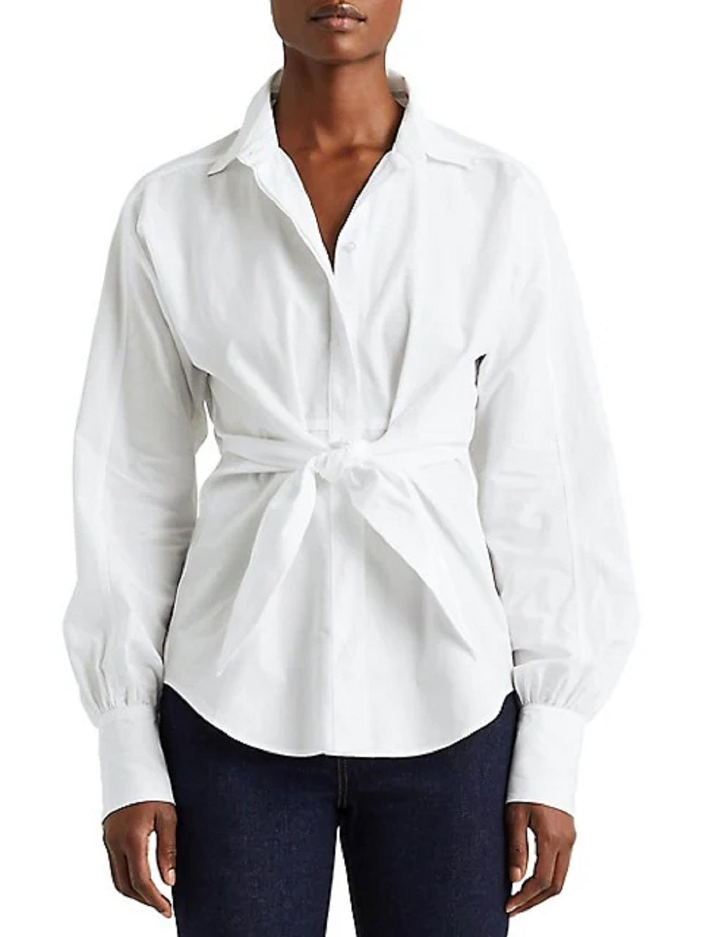 Camisa Ralph Lauren Feminina de Algodão com Amarração Frontal, Branca, Tamanho X-G