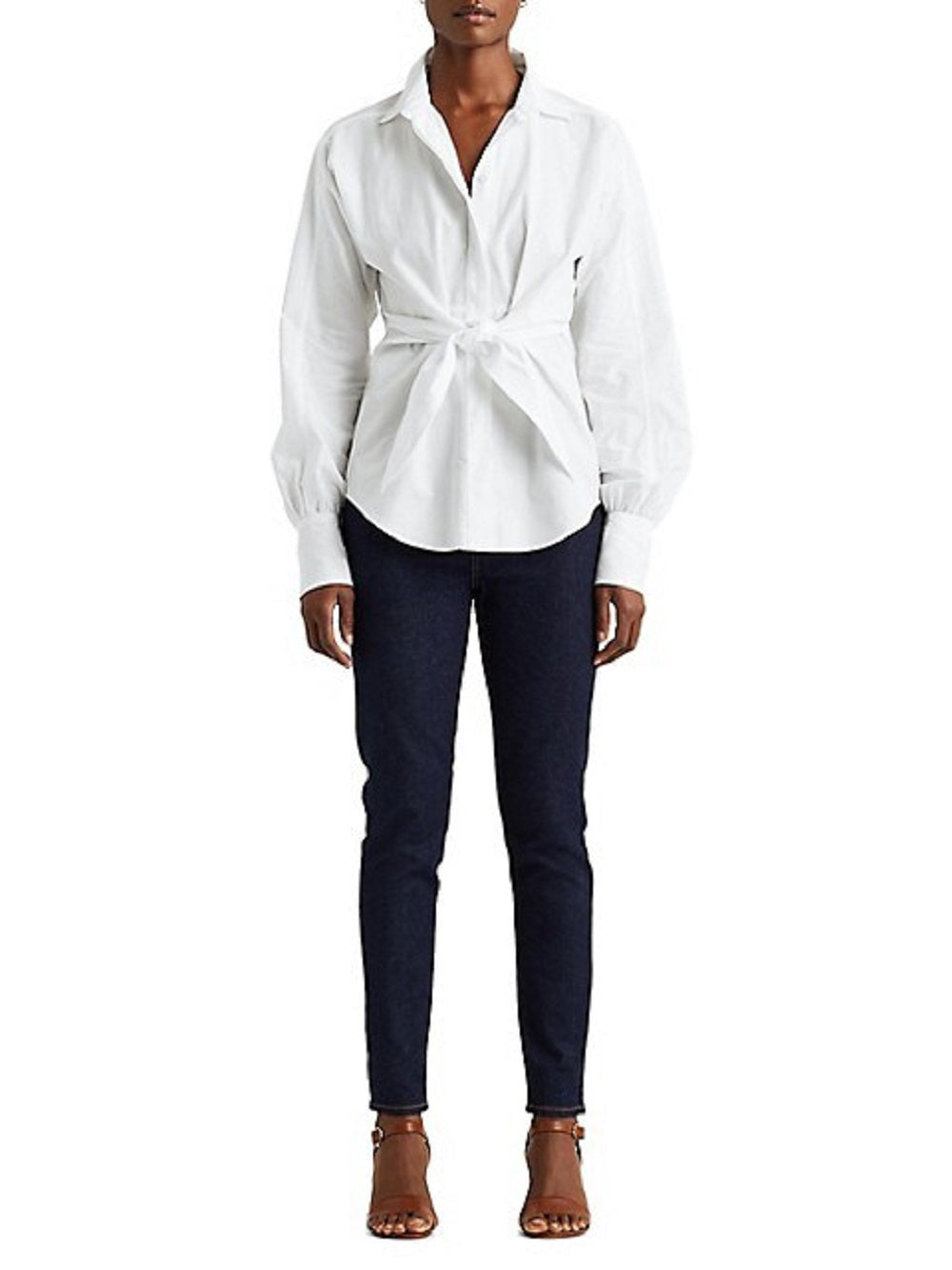 Camisa Ralph Lauren Feminina de Algodão com Amarração Frontal, Branca, Tamanho X-G